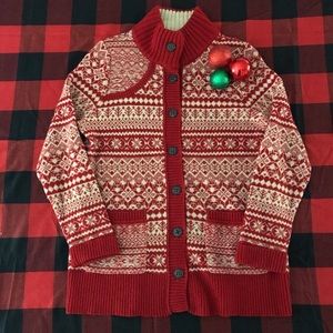 EDDIE BAUER HOLIDAY FAIR ISLE CARDIGAN